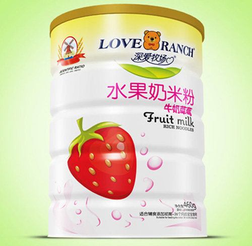   深愛牧場牛奶草莓水果奶米粉鐵聽