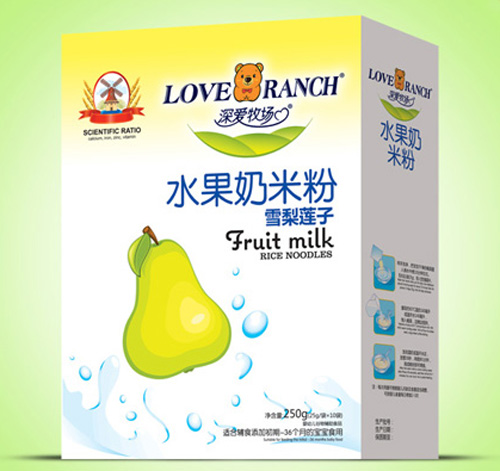   深愛牧場雪梨蓮子水果奶米粉盒裝