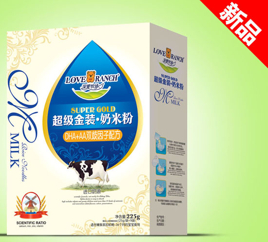   深愛牧場DHA+AA雙歧因子超級金裝奶米粉盒裝