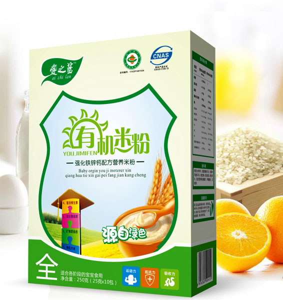   愛之藍(lán)強(qiáng)化鐵鋅鈣配方有機(jī)米粉盒裝