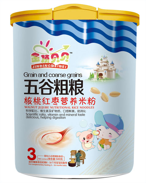  金頂貝貝核桃紅棗五谷粗糧米粉聽裝