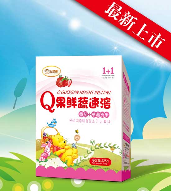   智慧熊番茄+草莓Q果鮮蔬速溶貢米米粉225g