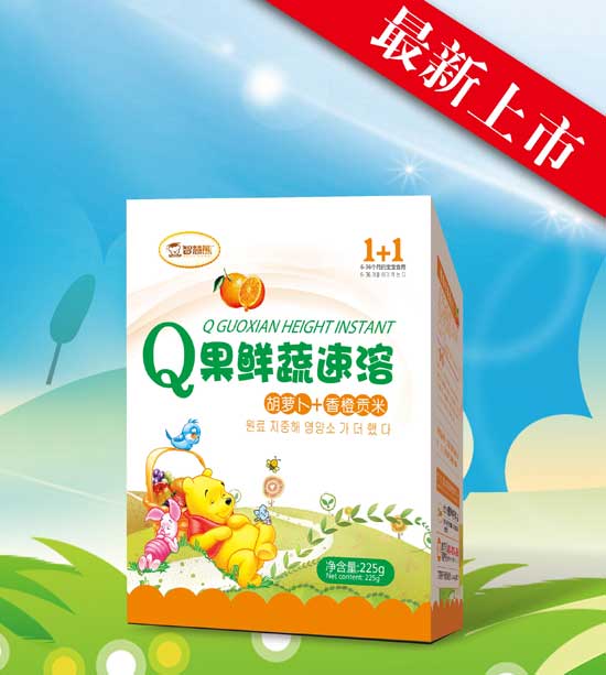 智慧熊胡蘿卜+香橙Q果鮮蔬速溶貢米米粉225g