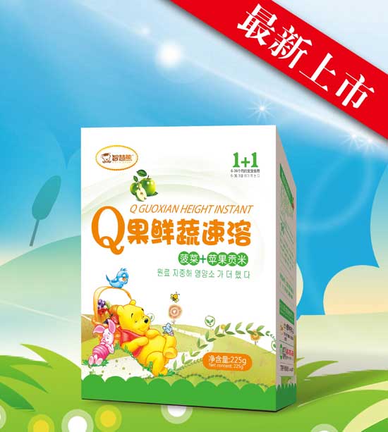   智慧熊菠菜+蘋果Q果鮮蔬速溶貢米米粉225g